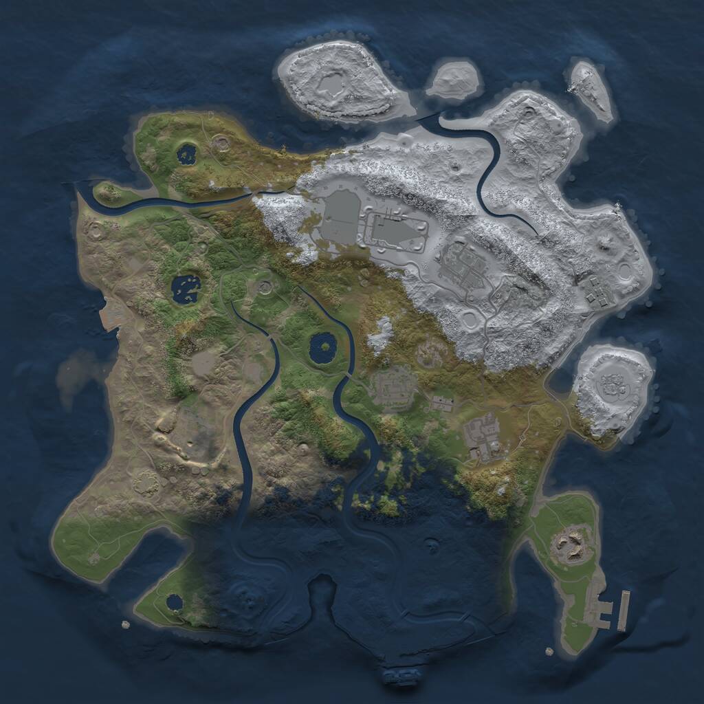 Rust Map: Procedural Map, Size: 3500, Seed: 343548451, 14 Monuments