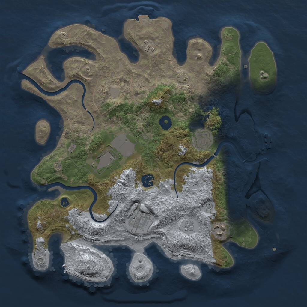Rust Map: Procedural Map, Size: 3500, Seed: 2024153988, 11 Monuments