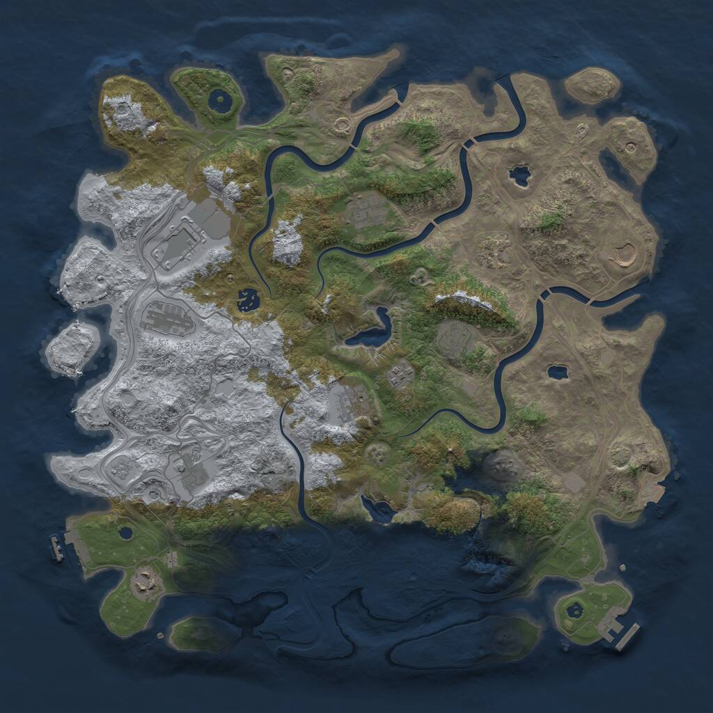 Rust Map: Procedural Map, Size: 4500, Seed: 32569983, 17 Monuments