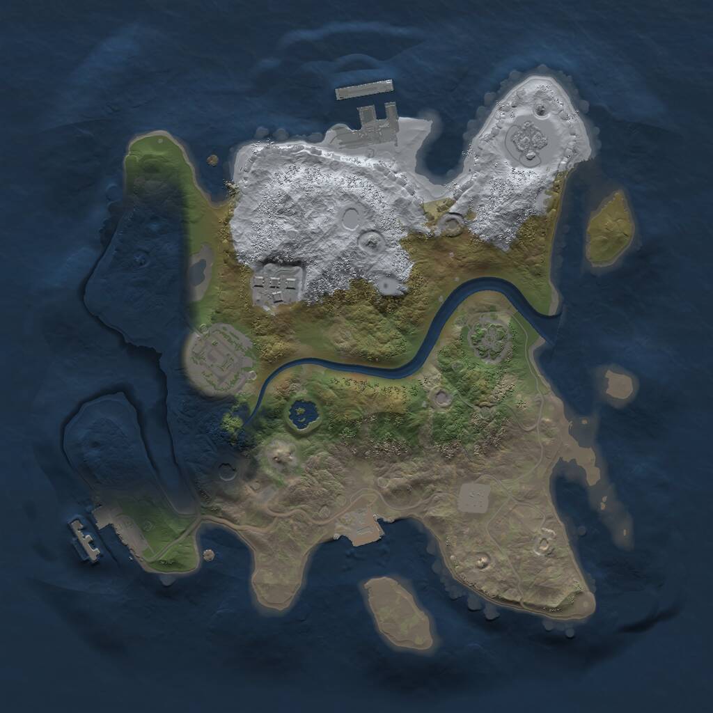 Rust Map: Procedural Map, Size: 2500, Seed: 1519433033, 8 Monuments