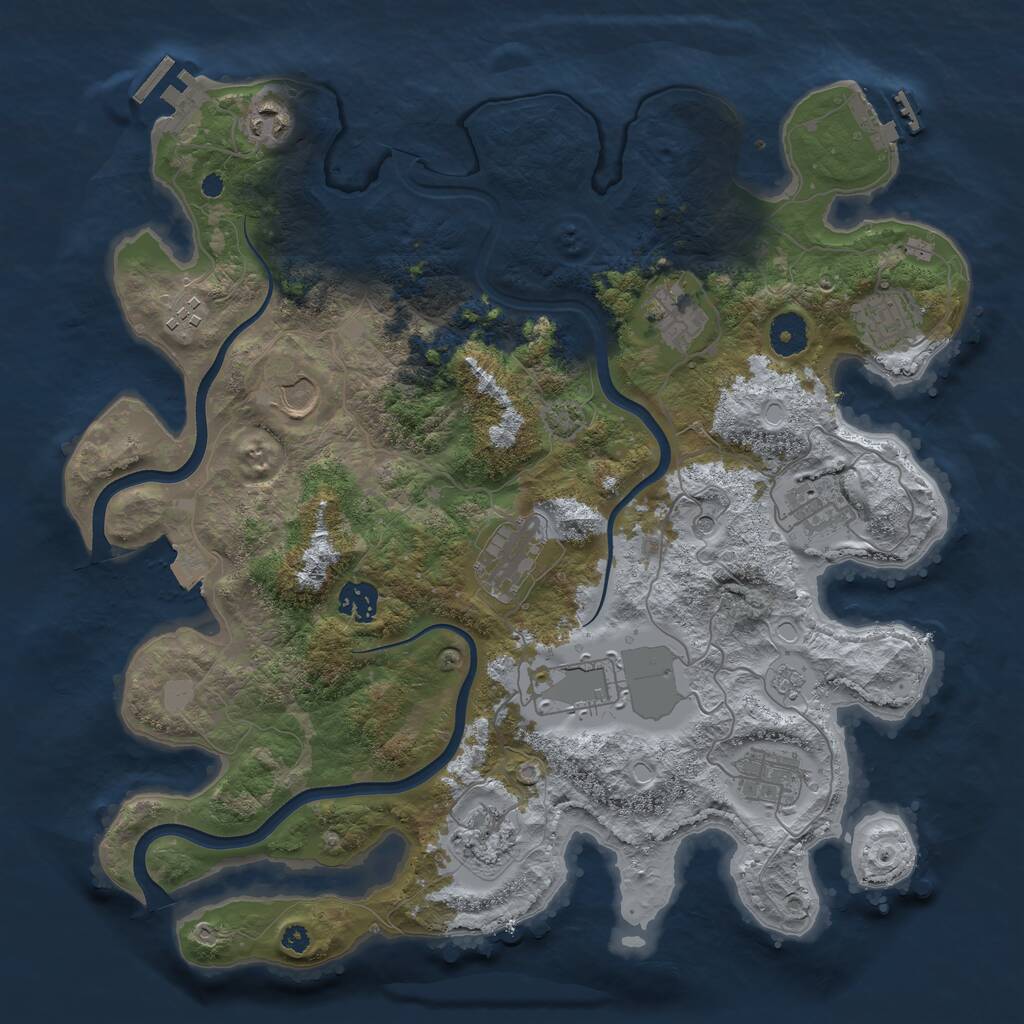 Rust Map: Procedural Map, Size: 3750, Seed: 1924960703, 17 Monuments