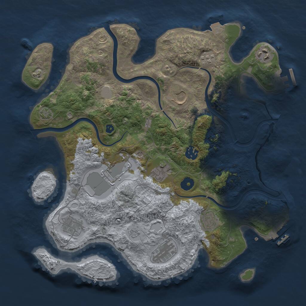 Rust Map: Procedural Map, Size: 3500, Seed: 718312082, 15 Monuments