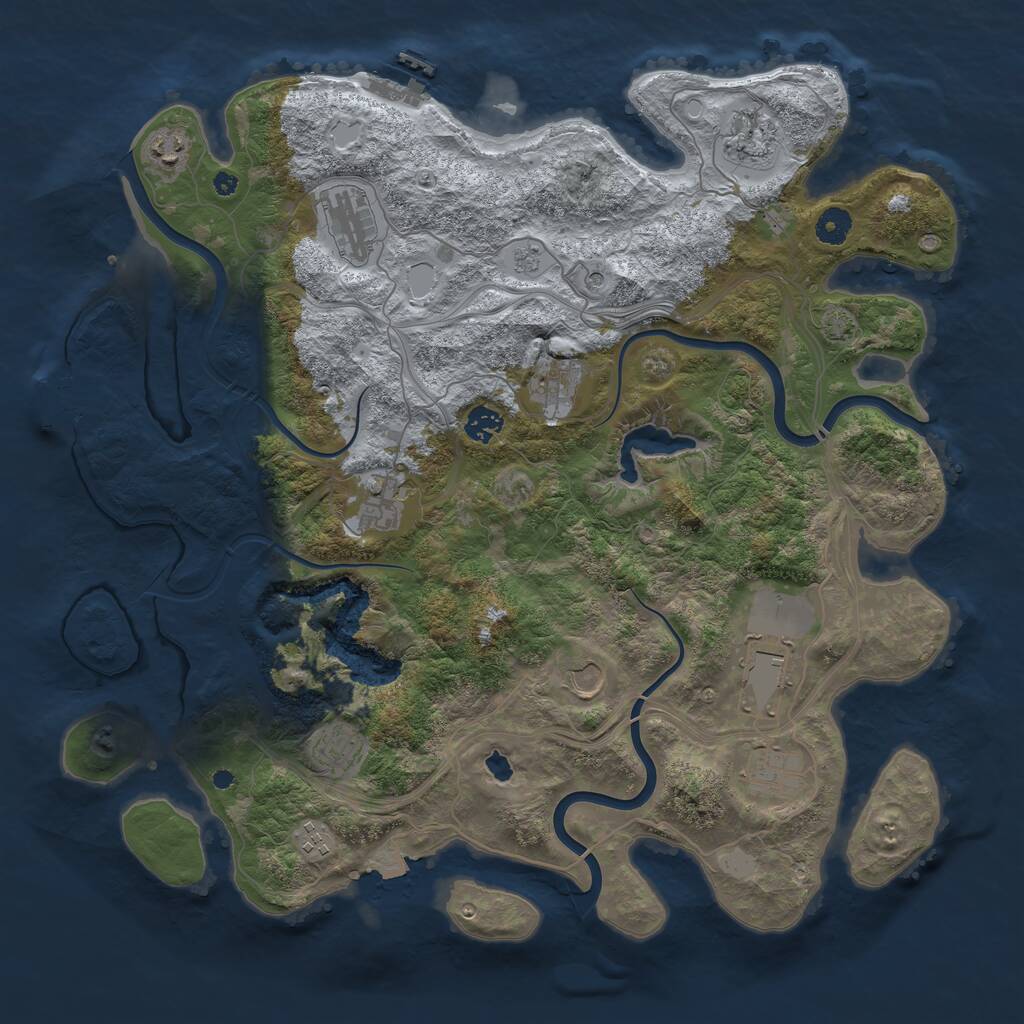 Rust Map: Procedural Map, Size: 4250, Seed: 1224385843, 17 Monuments