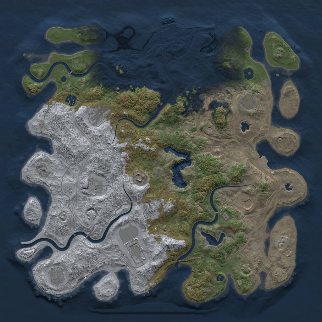 Rust Map: Procedural Map, Size: 4500, Seed: 1999216010, 16 Monuments