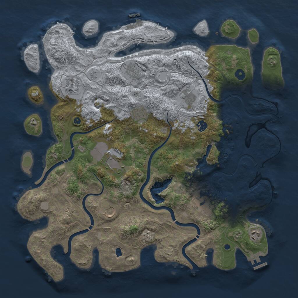 Rust Map: Procedural Map, Size: 4250, Seed: 1913023035, 16 Monuments