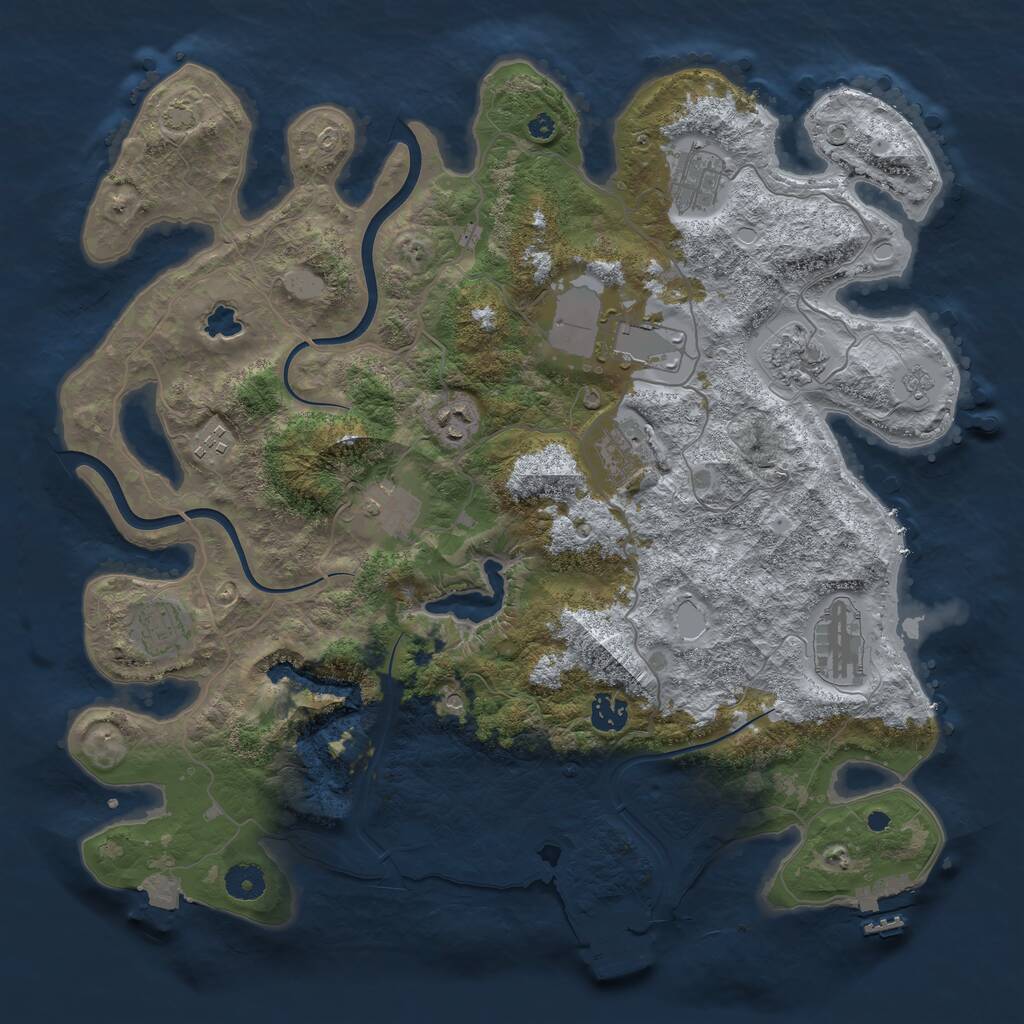 Rust Map: Procedural Map, Size: 4000, Seed: 568345, 16 Monuments