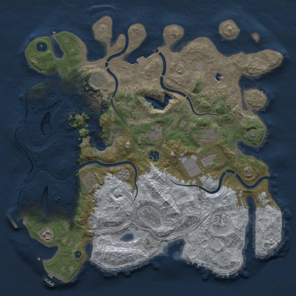 Rust Map: Procedural Map, Size: 4250, Seed: 1288966113, 16 Monuments