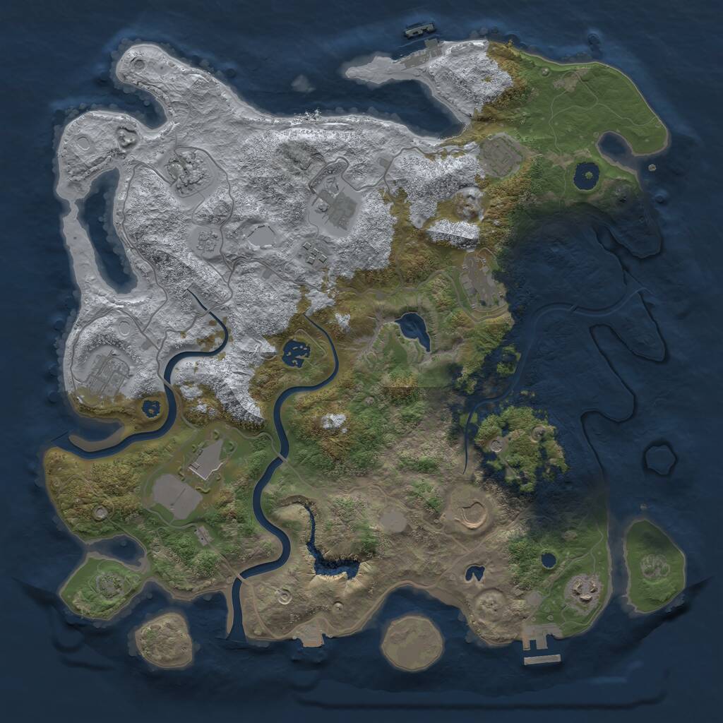 Rust Map: Procedural Map, Size: 4000, Seed: 25328, 16 Monuments