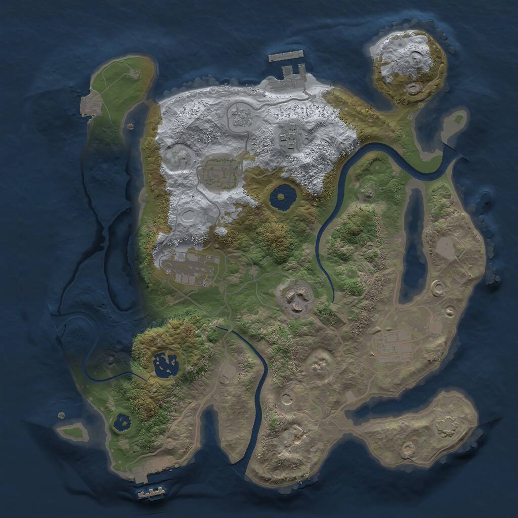 Rust Map: Procedural Map, Size: 3000, Seed: 1625349, 12 Monuments