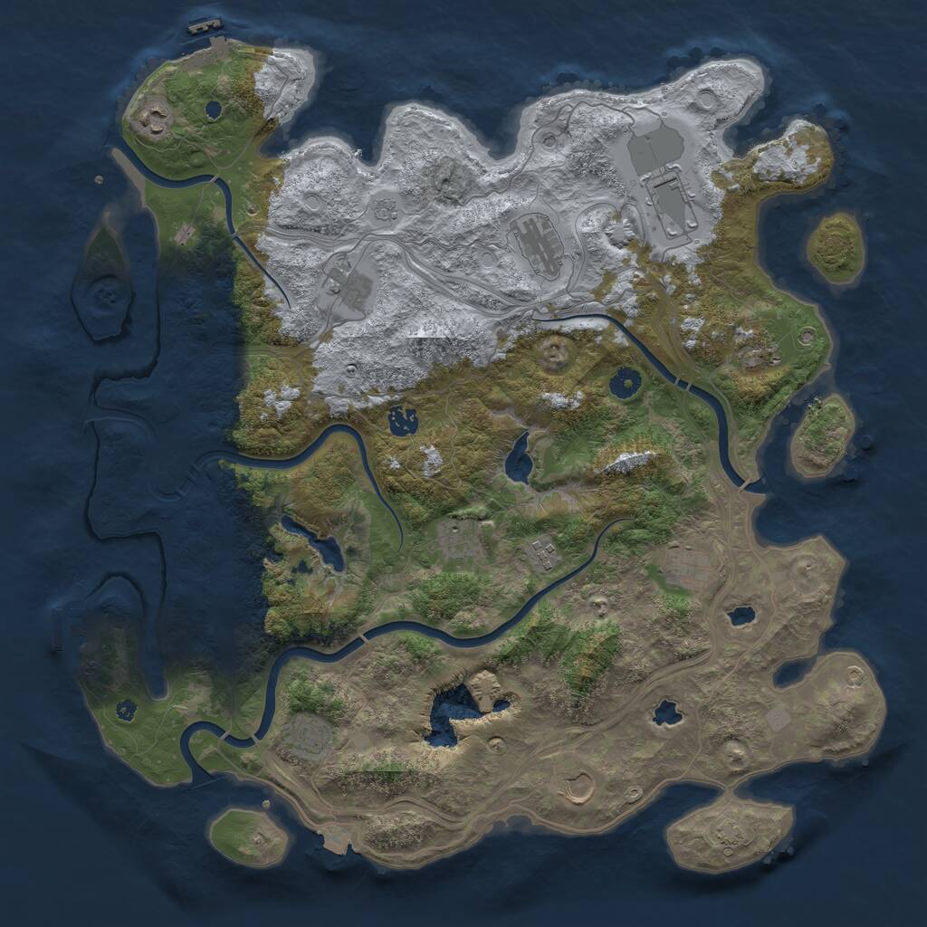 Rust Map: Procedural Map, Size: 4500, Seed: 509910994, 17 Monuments