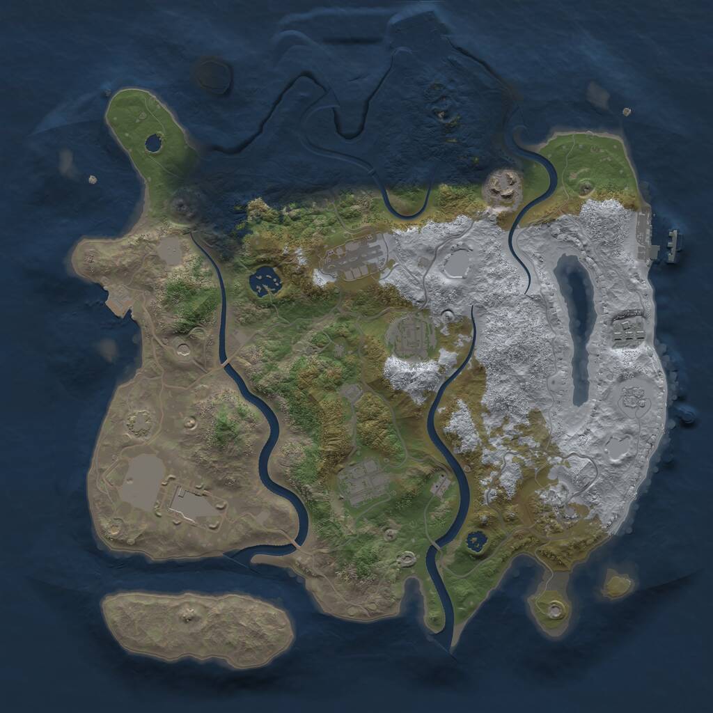 Rust Map: Procedural Map, Size: 3500, Seed: 103762539, 14 Monuments