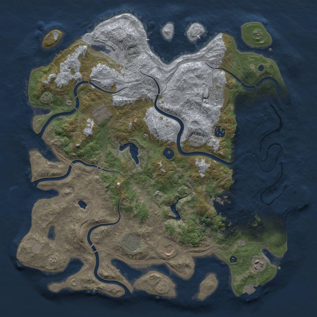 Rust Map: Procedural Map, Size: 4250, Seed: 1073662655, 13 Monuments