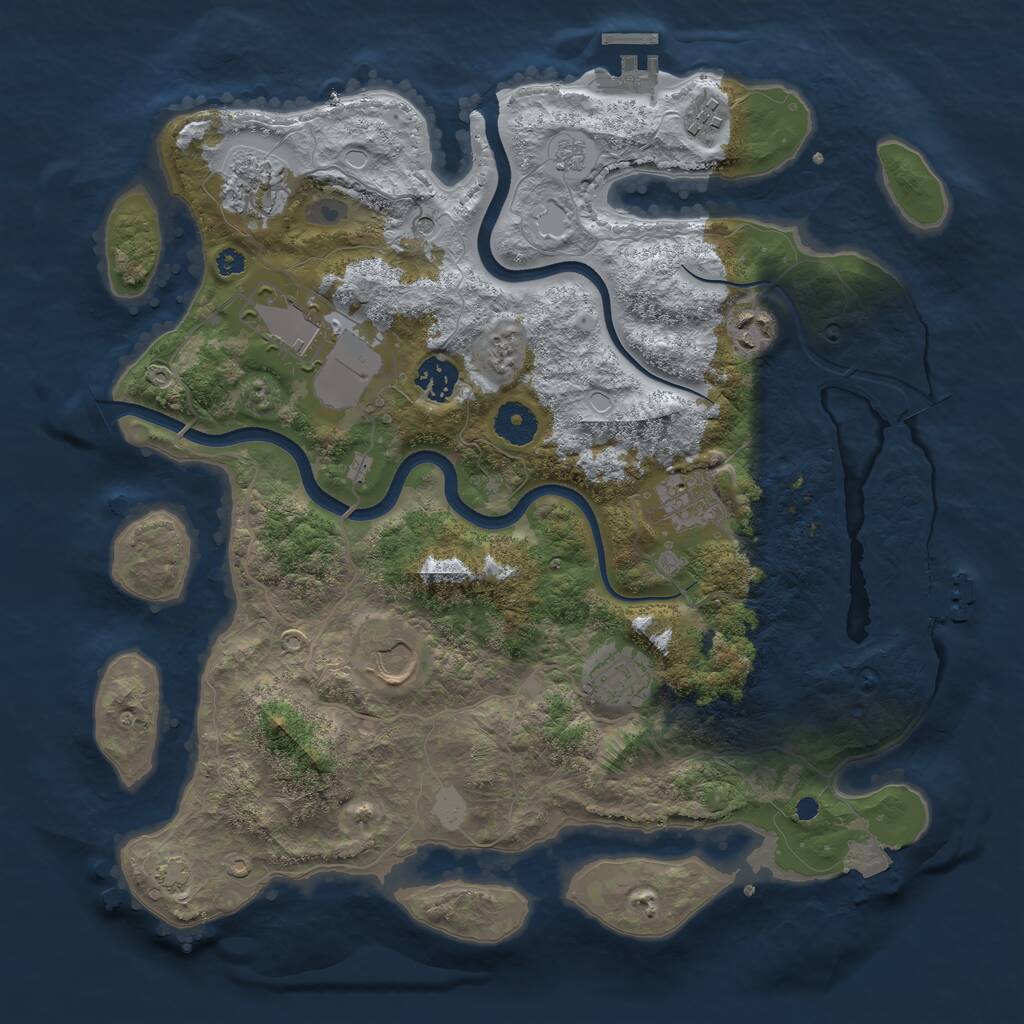 Rust Map: Procedural Map, Size: 3650, Seed: 62858764, 14 Monuments