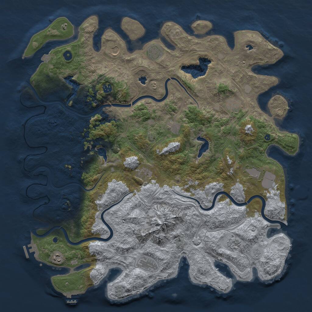 Rust Map: Procedural Map, Size: 5000, Seed: 1237013081, 17 Monuments