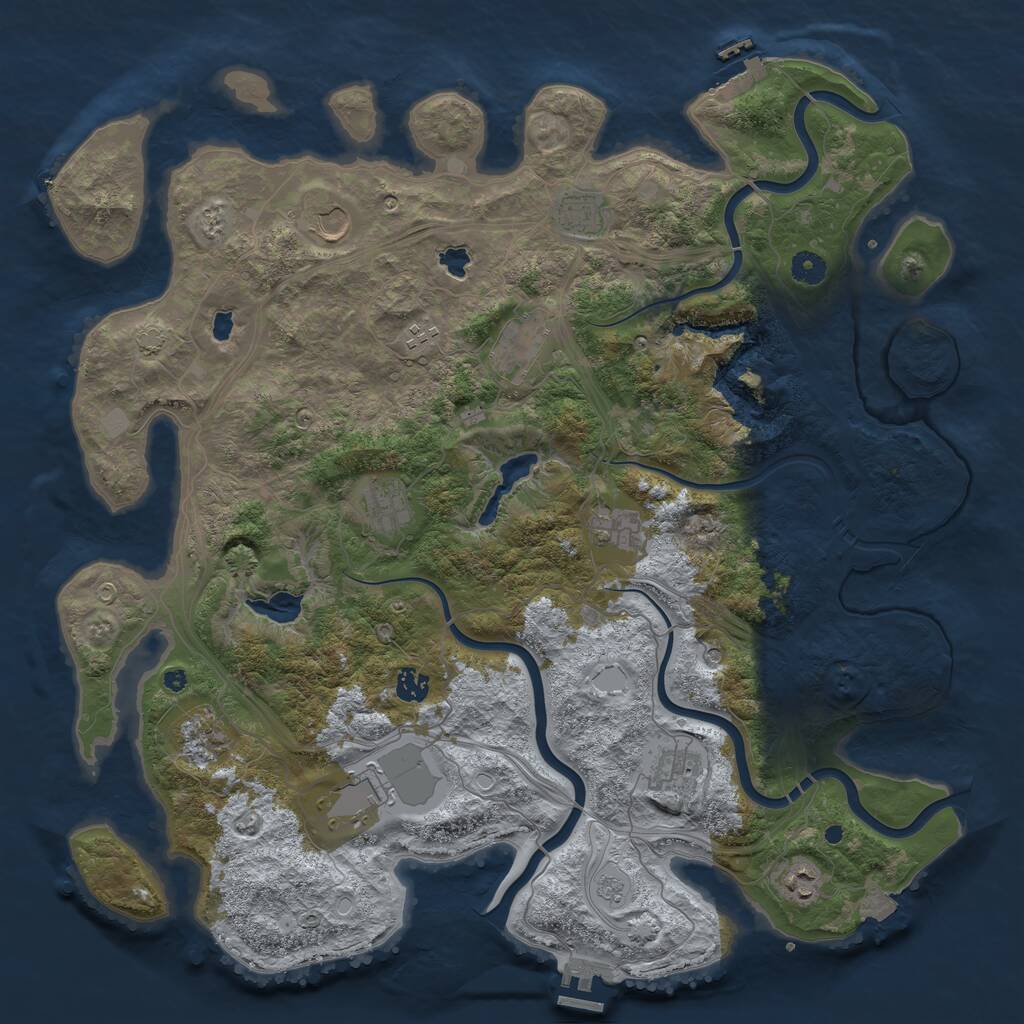 Rust Map: Procedural Map, Size: 4500, Seed: 38705297, 17 Monuments