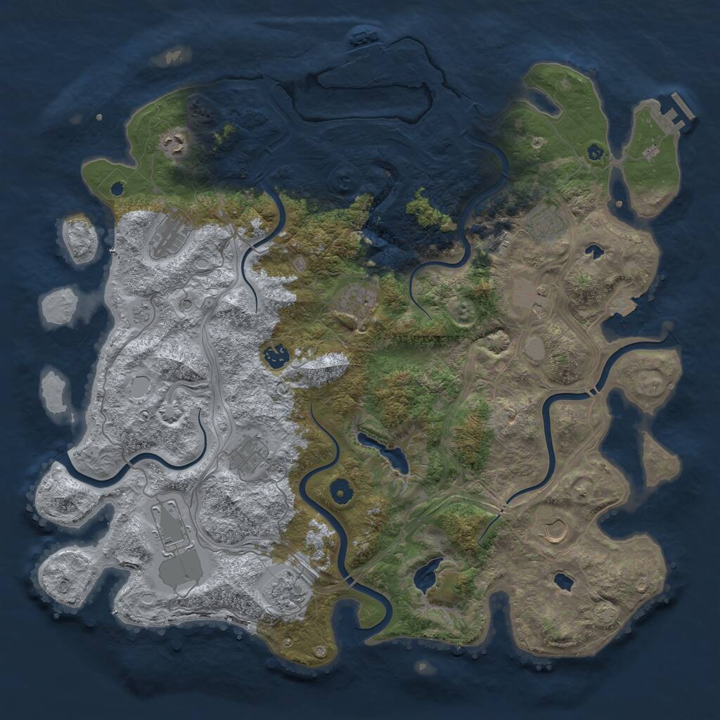 Rust Map: Procedural Map, Size: 4500, Seed: 969854883, 17 Monuments
