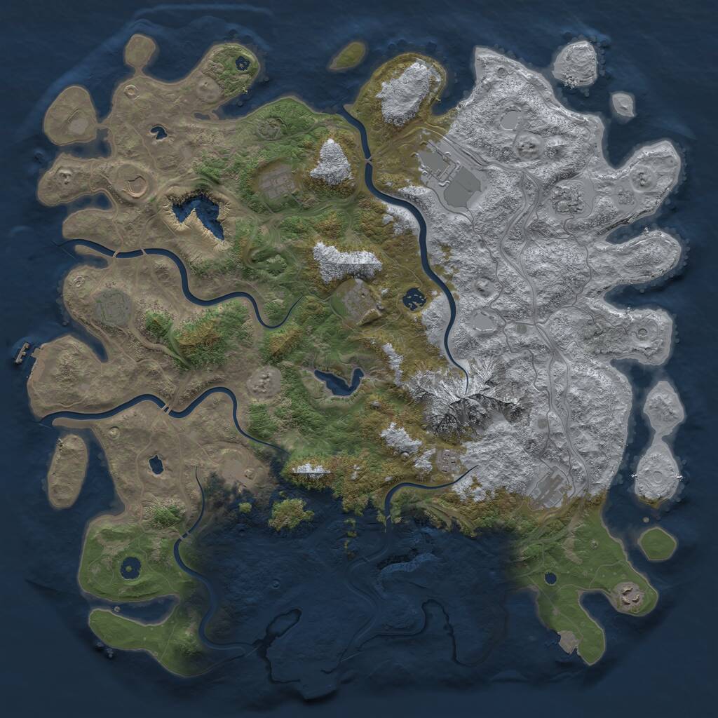 Rust Map: Procedural Map, Size: 5000, Seed: 195375, 17 Monuments