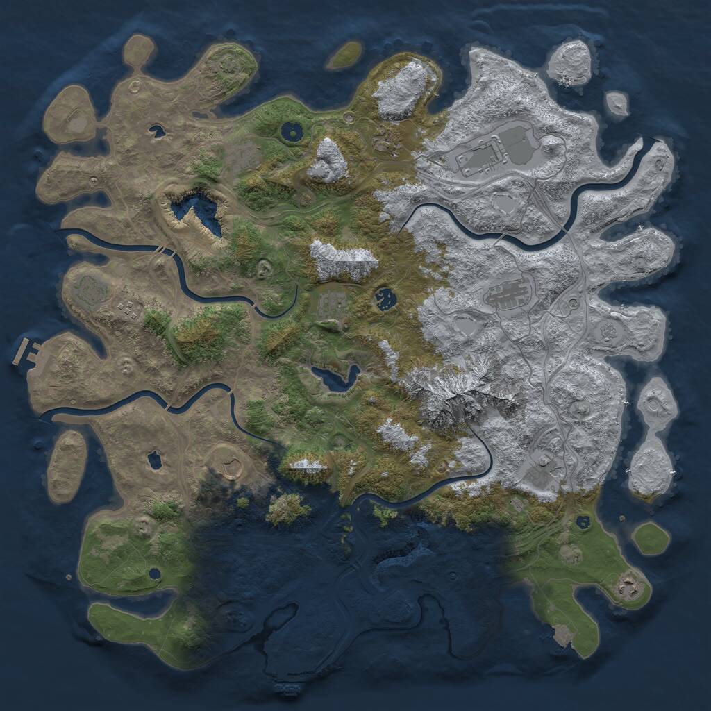 Rust Map: Procedural Map, Size: 5000, Seed: 195375, 17 Monuments
