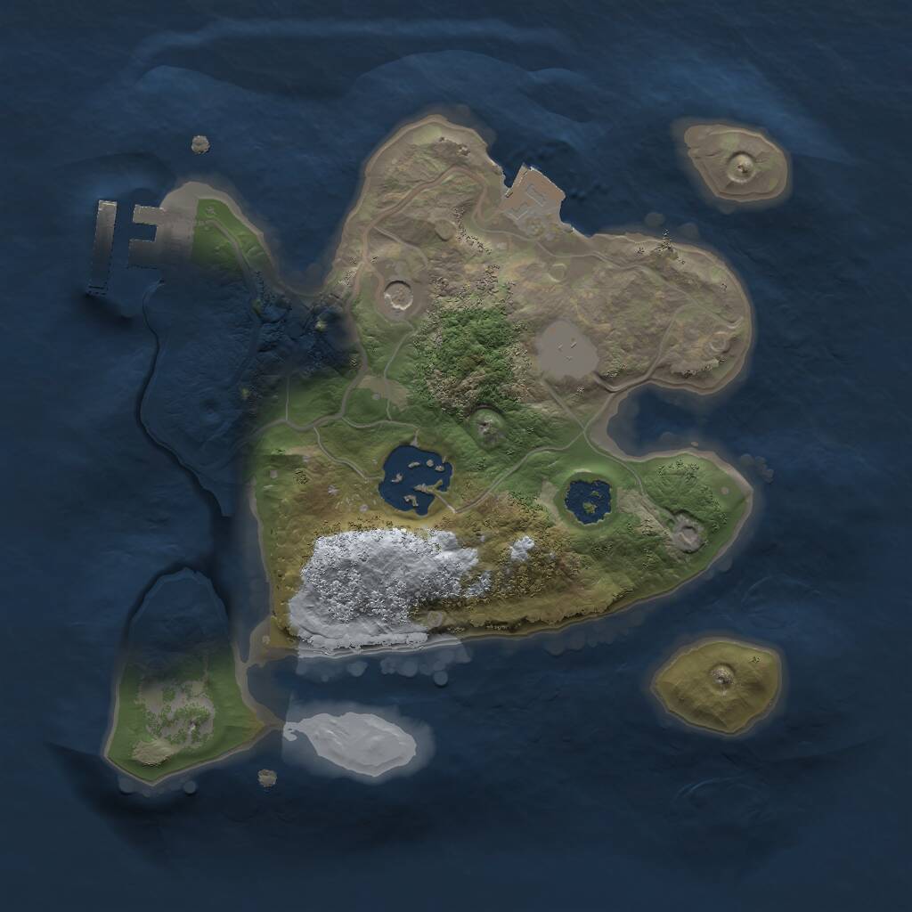 Rust Map: Procedural Map, Size: 2000, Seed: 1355419221, 4 Monuments