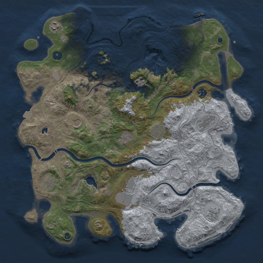 Rust Map: Procedural Map, Size: 4250, Seed: 1050380751, 16 Monuments