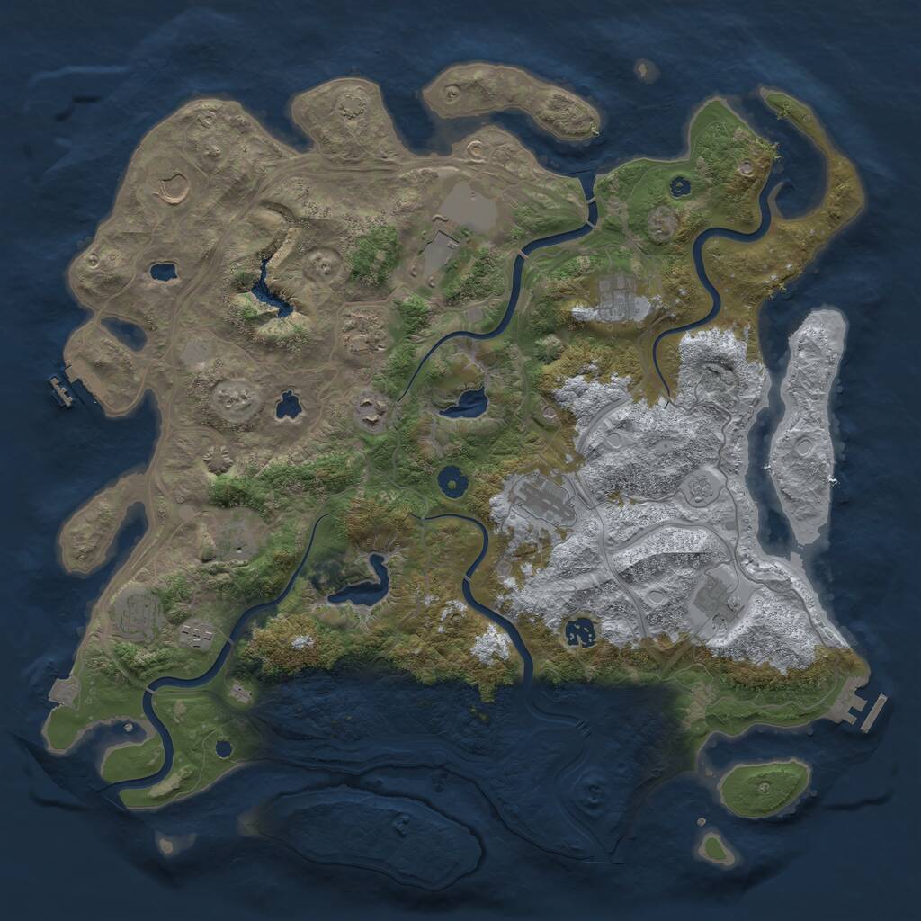 Rust Map: Procedural Map, Size: 4500, Seed: 14824246, 17 Monuments