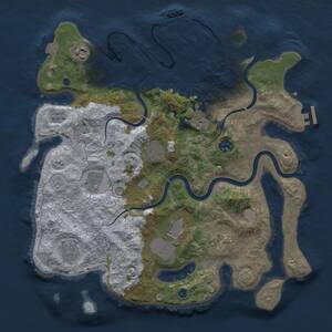 Thumbnail Rust Map: Procedural Map, Size: 3650, Seed: 7186935, 15 Monuments