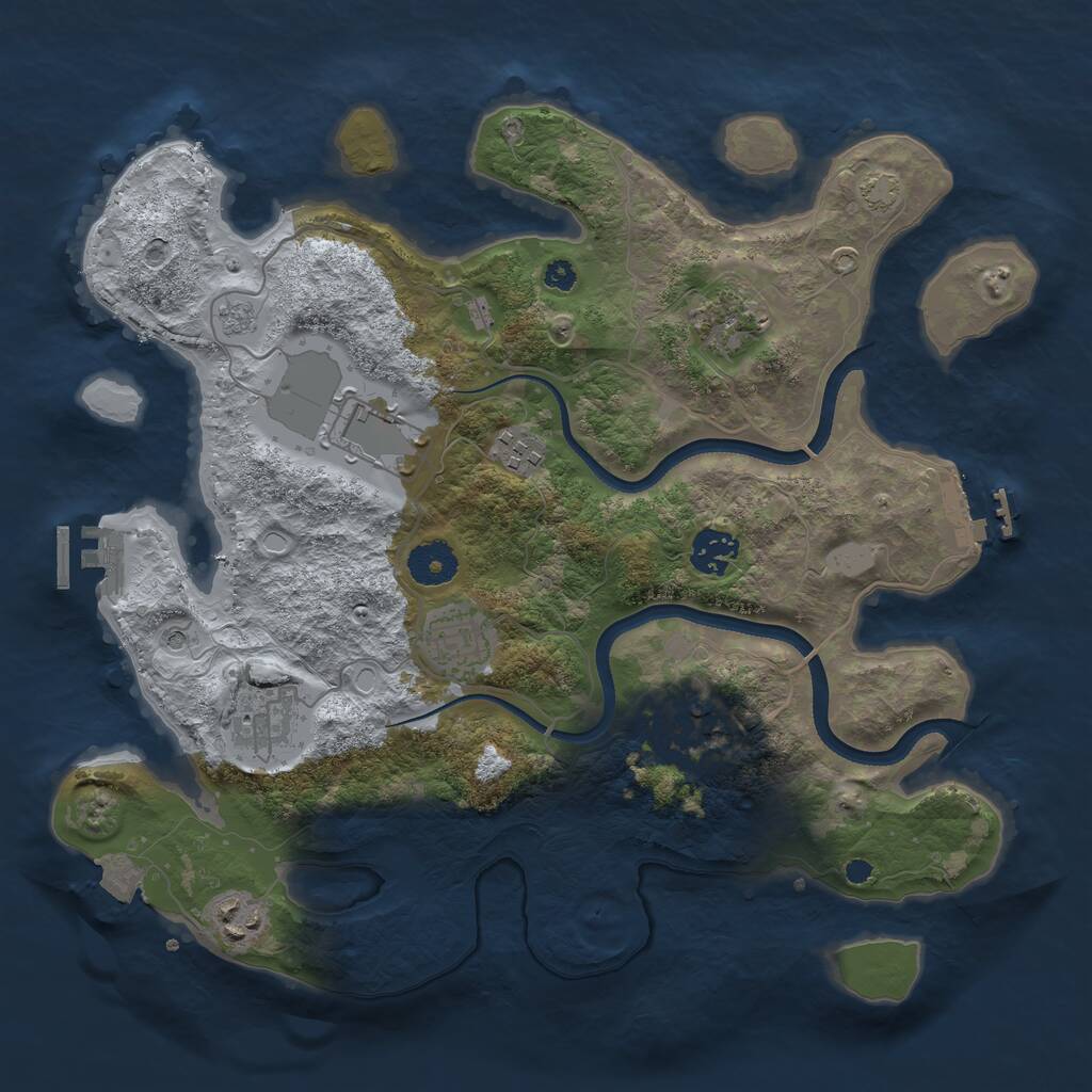 Rust Map: Procedural Map, Size: 3500, Seed: 1711083953, 14 Monuments