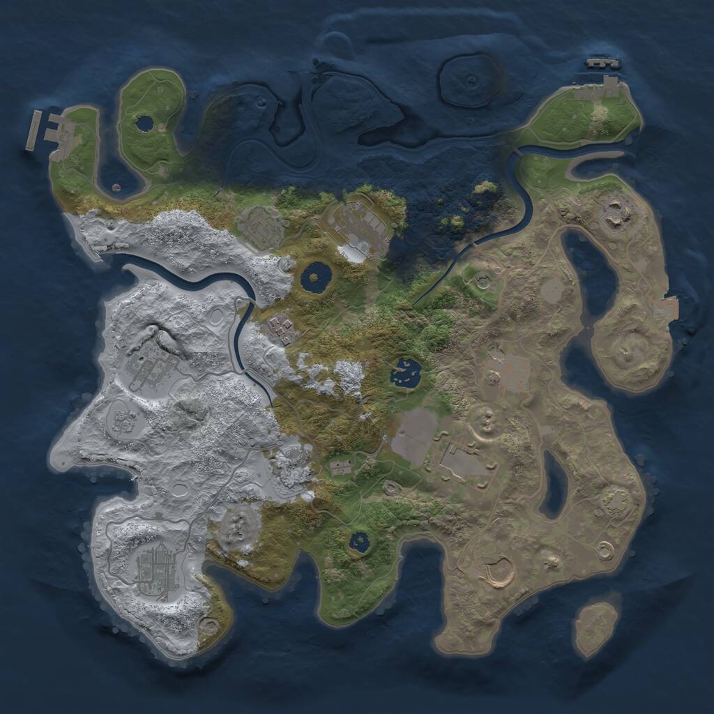 Rust Map: Procedural Map, Size: 3500, Seed: 1287373613, 17 Monuments