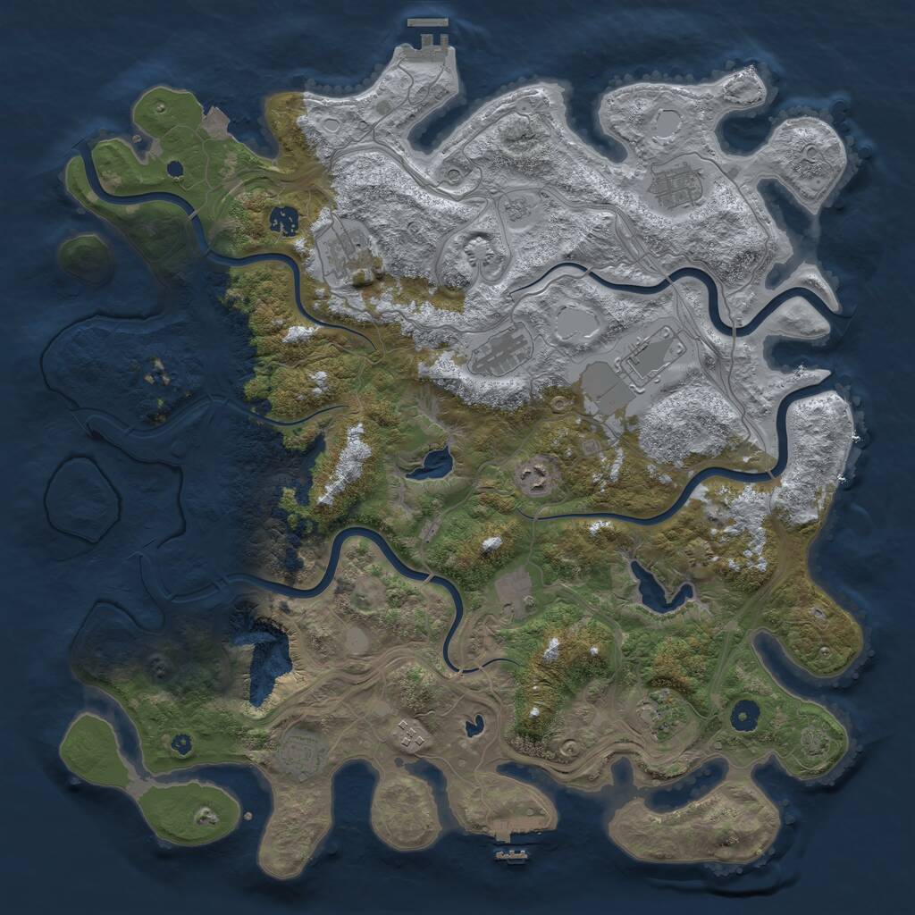 Rust Map: Procedural Map, Size: 4500, Seed: 33666787, 16 Monuments