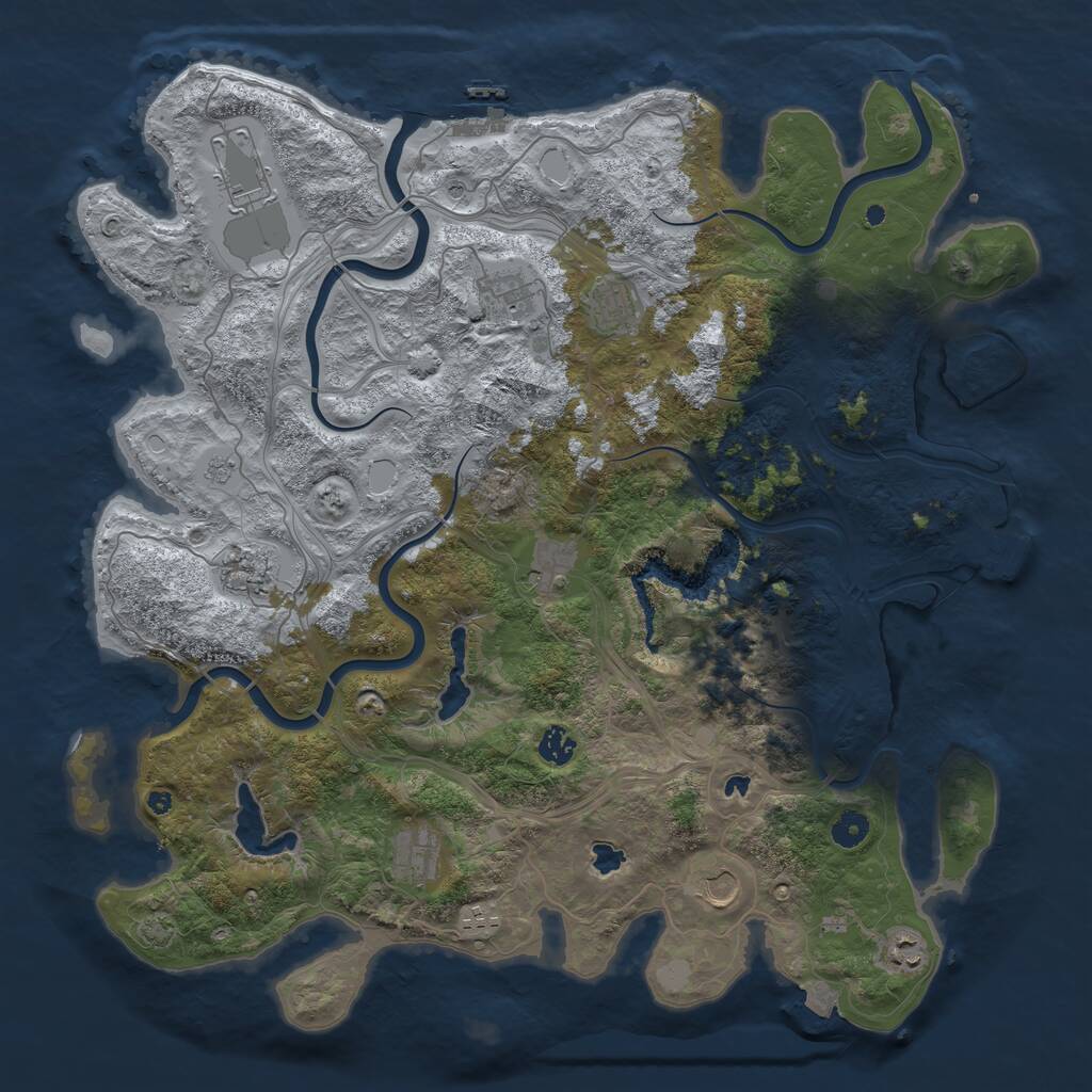Rust Map: Procedural Map, Size: 4500, Seed: 227263225, 16 Monuments