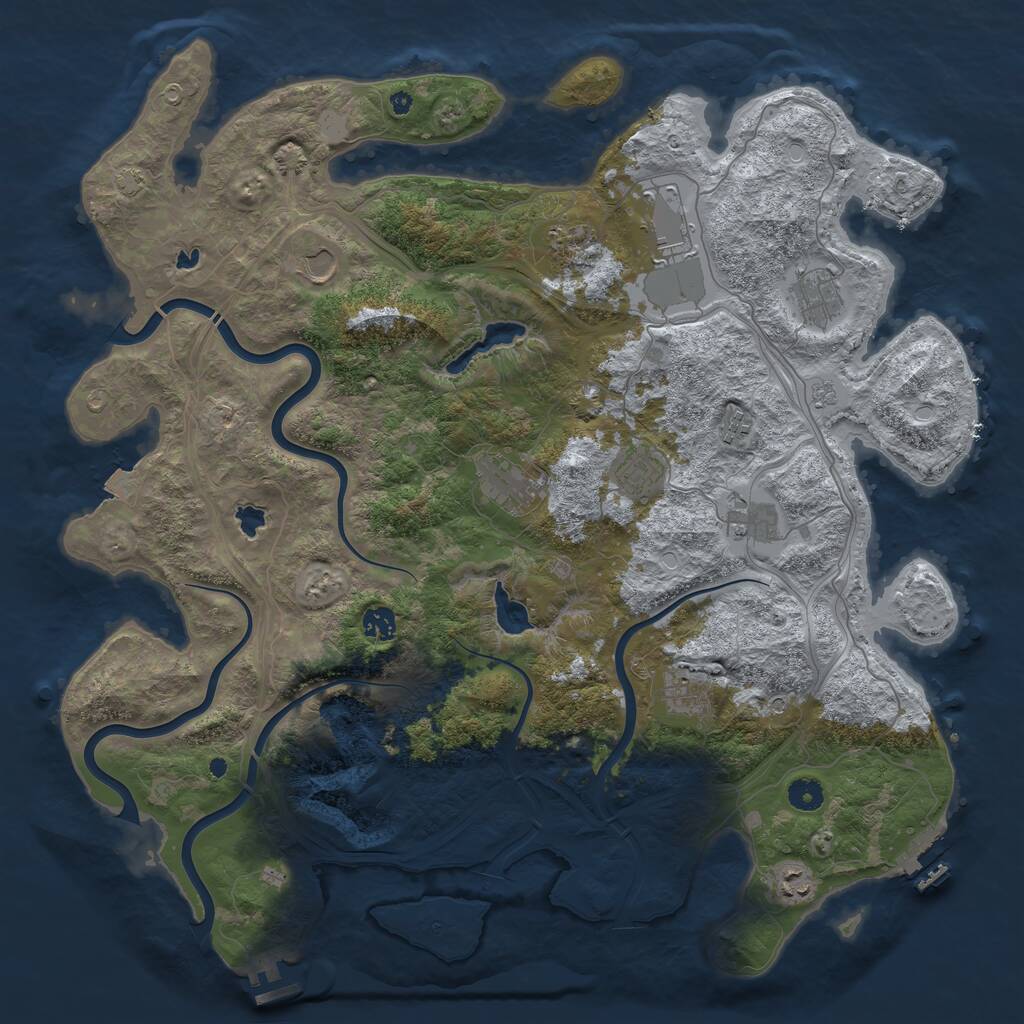 Rust Map: Procedural Map, Size: 4500, Seed: 1608916175, 17 Monuments