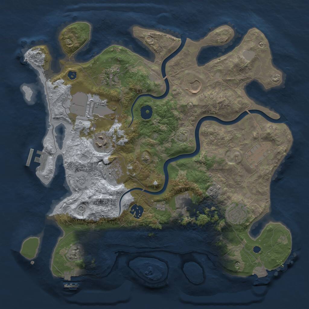 Rust Map: Procedural Map, Size: 3500, Seed: 1399312993, 16 Monuments