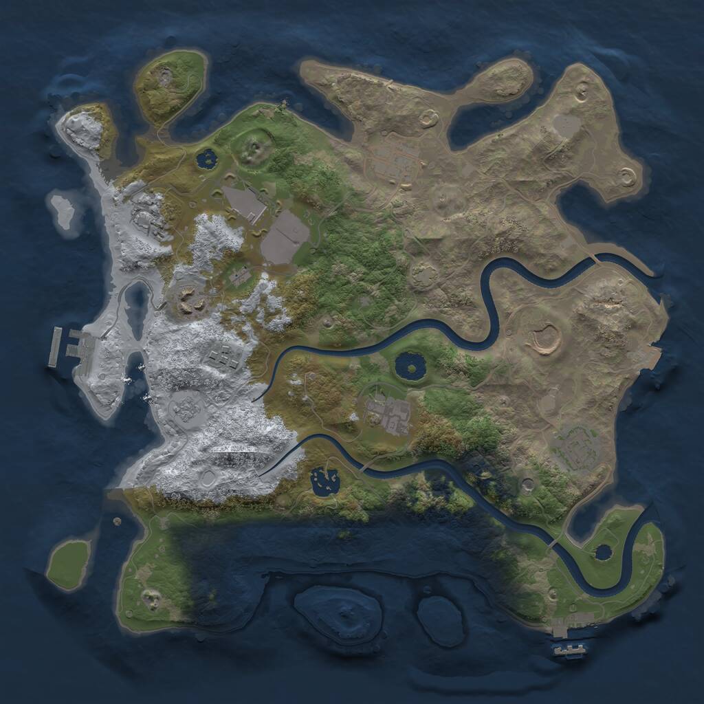 Rust Map: Procedural Map, Size: 3500, Seed: 1399312993, 15 Monuments