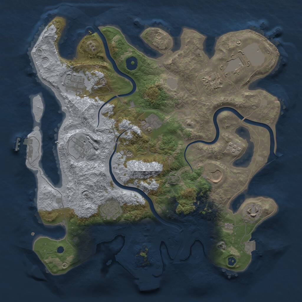 Rust Map: Procedural Map, Size: 3500, Seed: 2070427008, 14 Monuments
