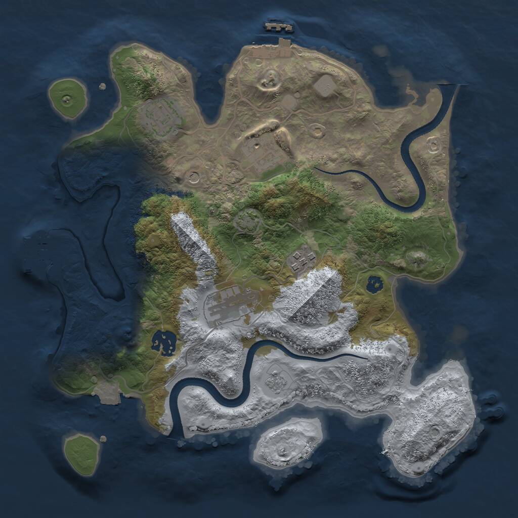 Rust Map: Procedural Map, Size: 3000, Seed: 2028437655, 11 Monuments