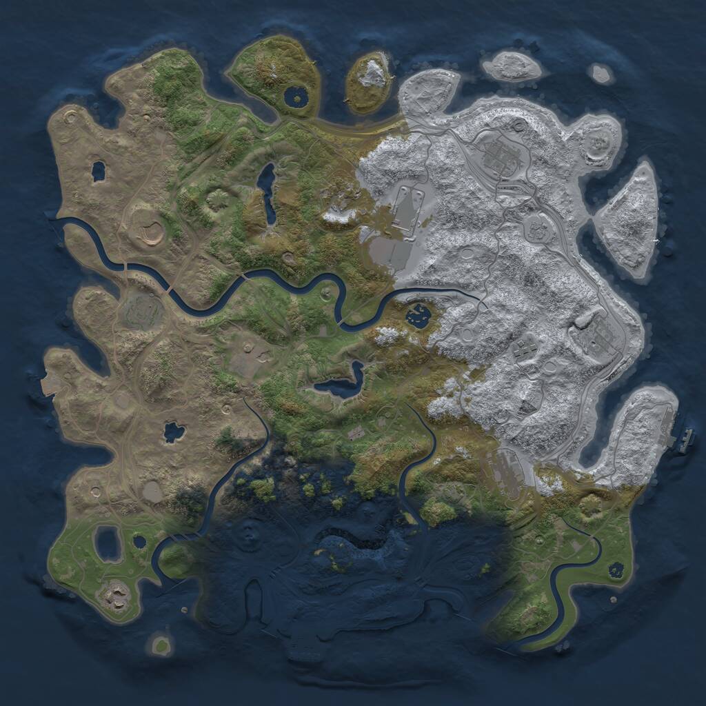 Rust Map: Procedural Map, Size: 4500, Seed: 320861172, 17 Monuments