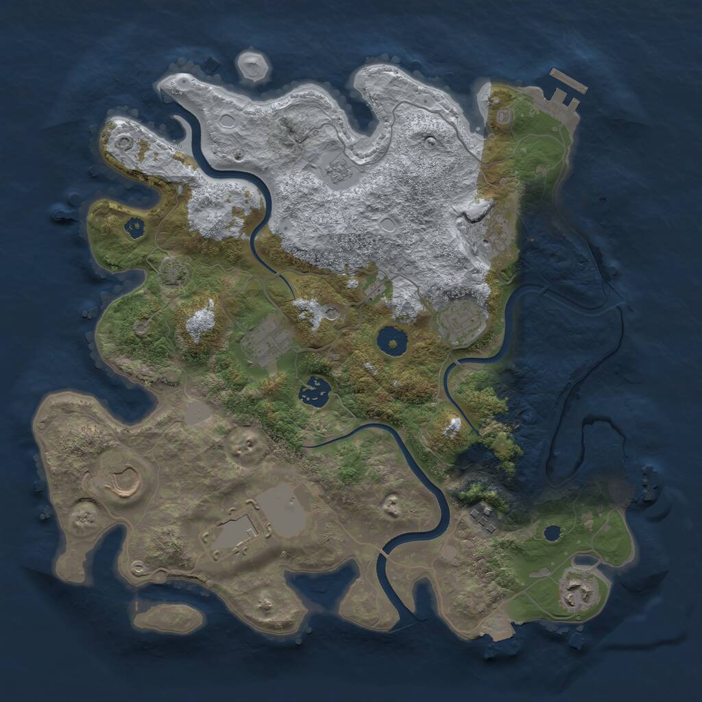Rust Map: Procedural Map, Size: 3500, Seed: 1185751621, 14 Monuments