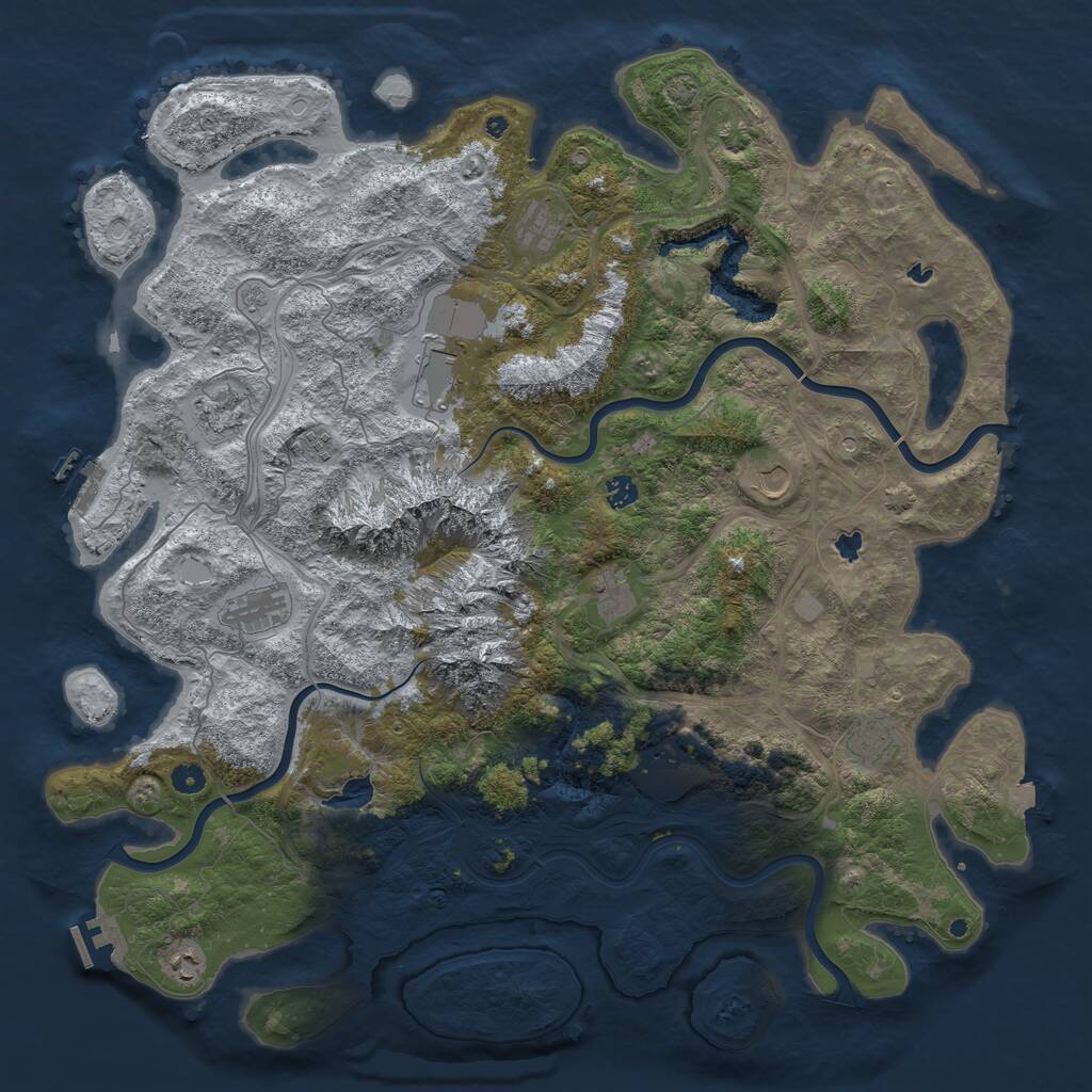 Rust Map: Procedural Map, Size: 5000, Seed: 792514, 17 Monuments