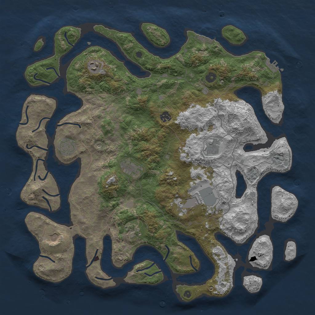 Rust Map: Procedural Map, Size: 4500, Seed: 24836344, 14 Monuments