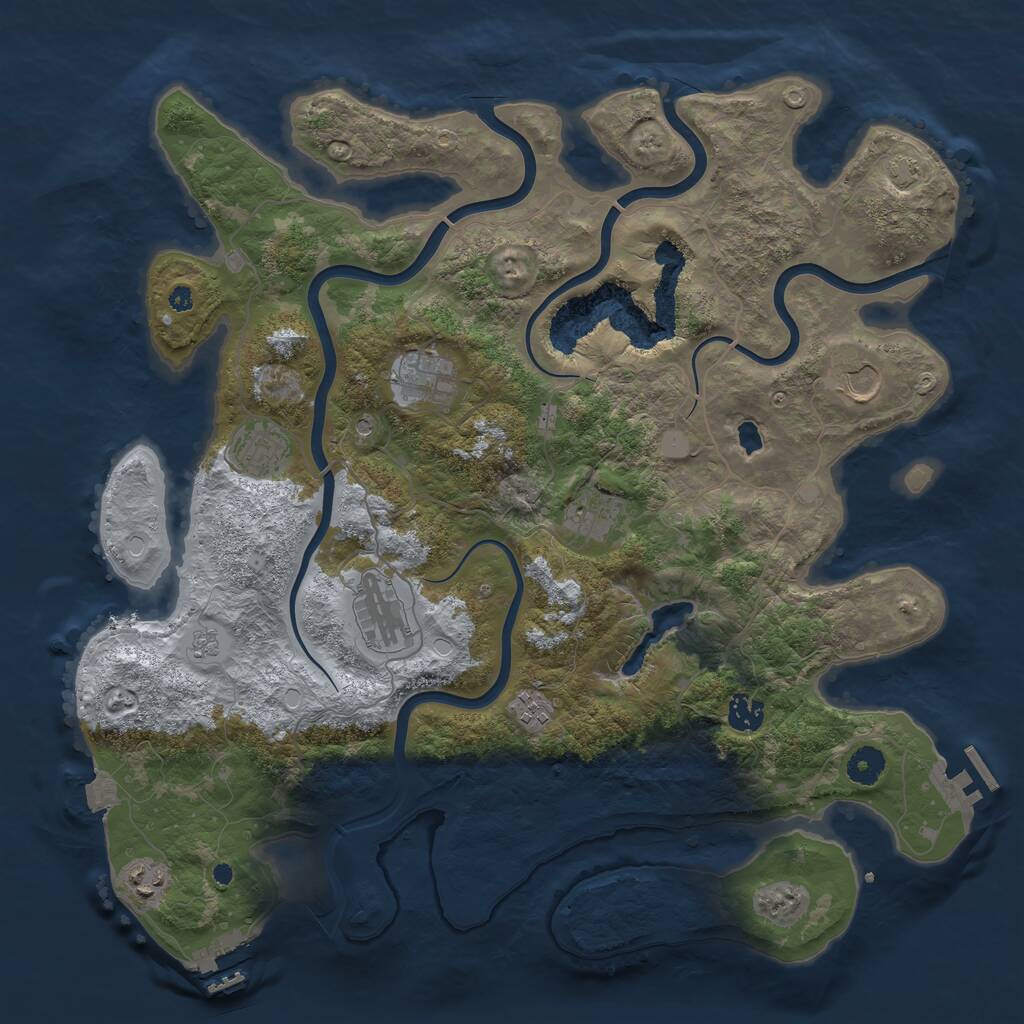 Rust Map: Procedural Map, Size: 4096, Seed: 383011957, 14 Monuments