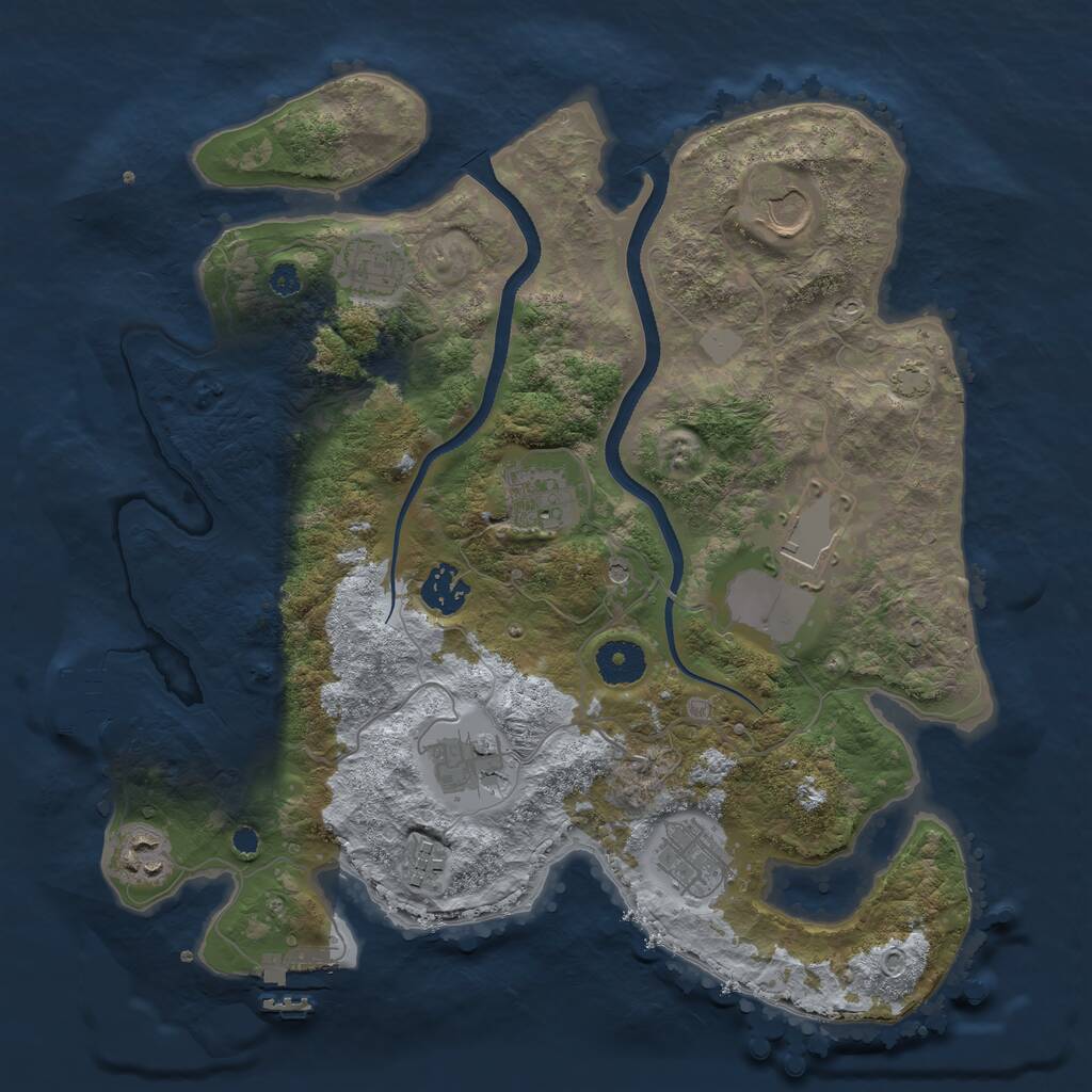 Rust Map: Procedural Map, Size: 3500, Seed: 744513221, 14 Monuments