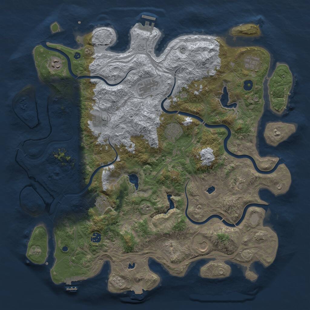Rust Map: Procedural Map, Size: 4500, Seed: 1060221656, 16 Monuments