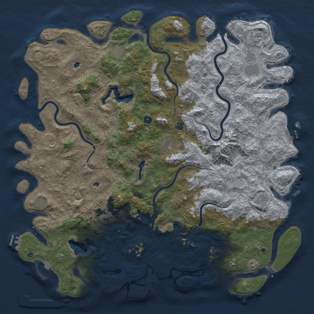 Rust Map: Procedural Map, Size: 6000, Seed: 2000244287, 17 Monuments