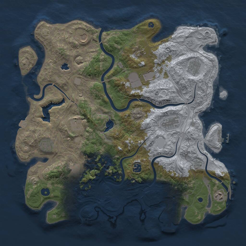 Rust Map: Procedural Map, Size: 4250, Seed: 2032377244, 17 Monuments