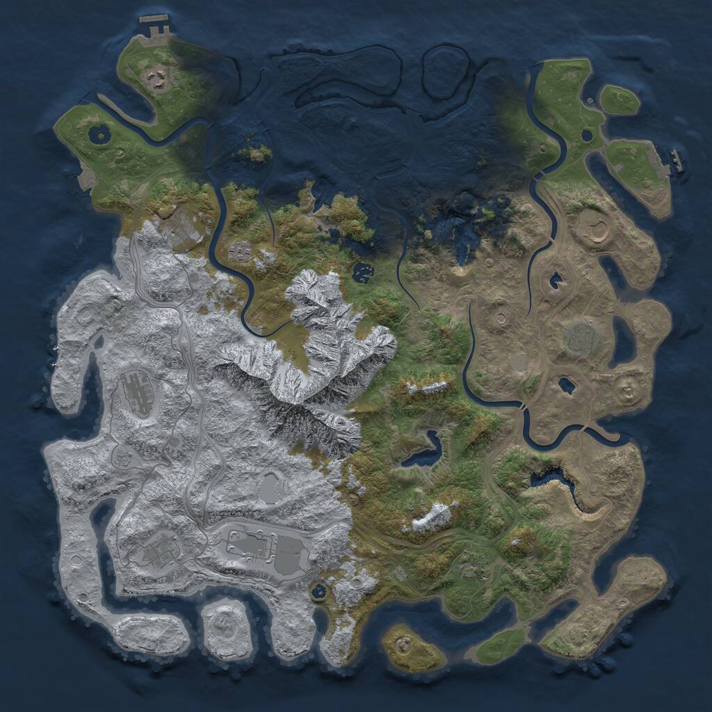 Rust Map: Procedural Map, Size: 5000, Seed: 22773, 16 Monuments