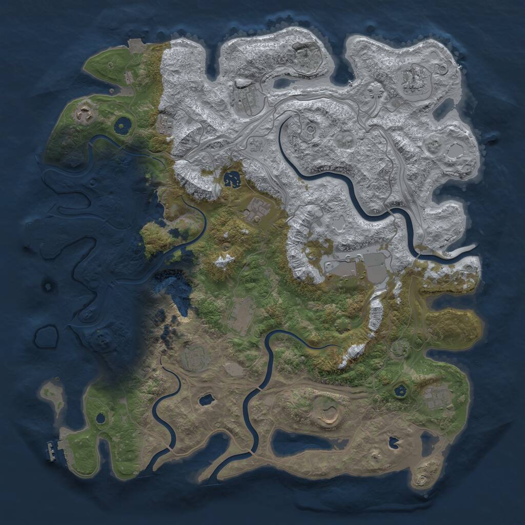 Rust Map: Procedural Map, Size: 4500, Seed: 319402731, 17 Monuments