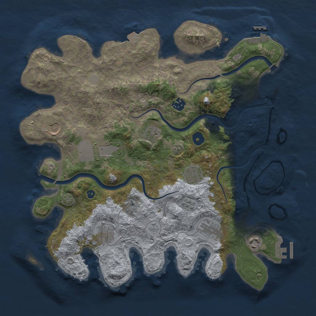 Rust Map: Procedural Map, Size: 3800, Seed: 858126300, 15 Monuments