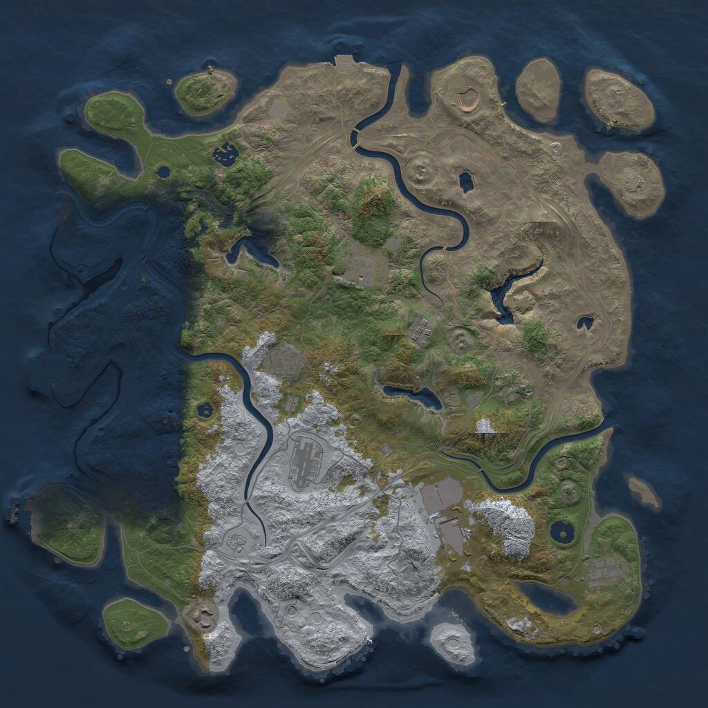 Rust Map: Procedural Map, Size: 4500, Seed: 796312936, 16 Monuments