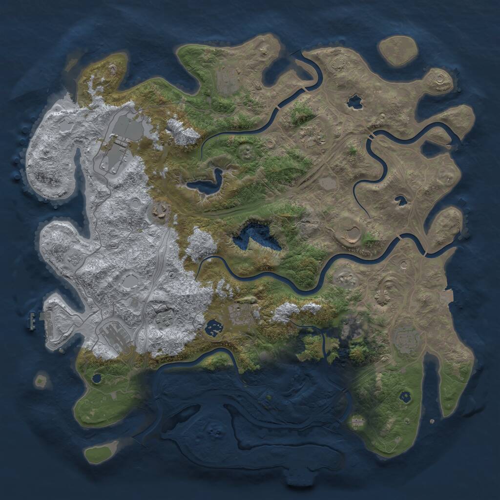 Rust Map: Procedural Map, Size: 4500, Seed: 108823434, 17 Monuments