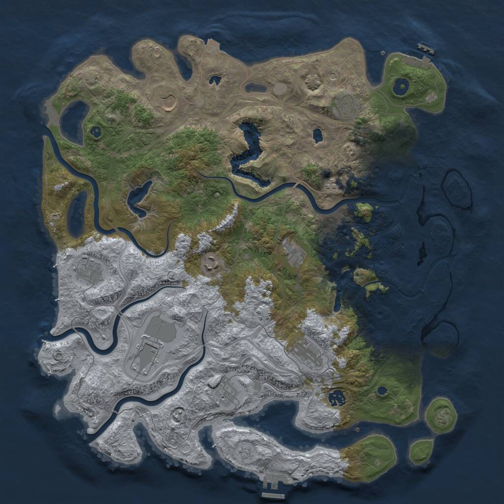Rust Map: Procedural Map, Size: 4500, Seed: 783604252, 16 Monuments